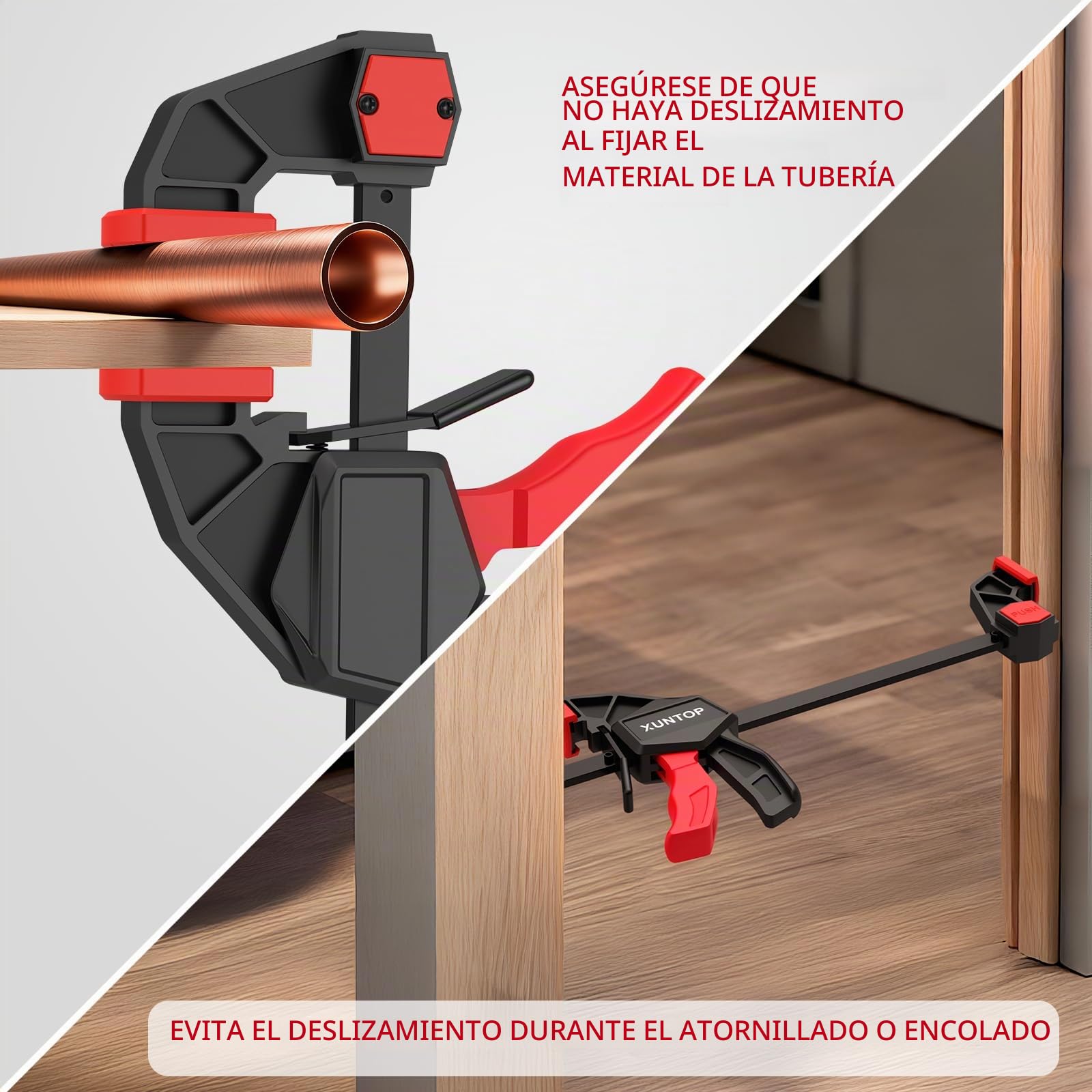 XUNTOP Sargentos de Barra 4PCS 0-150mm/6” Abrazaderas de Barra con Sujeción y Expansión Abrazadera de Rápido con Fuerza de Sujeción de 600N/60KG para Carpintería, Reparación de Metal y Mueble, DIY