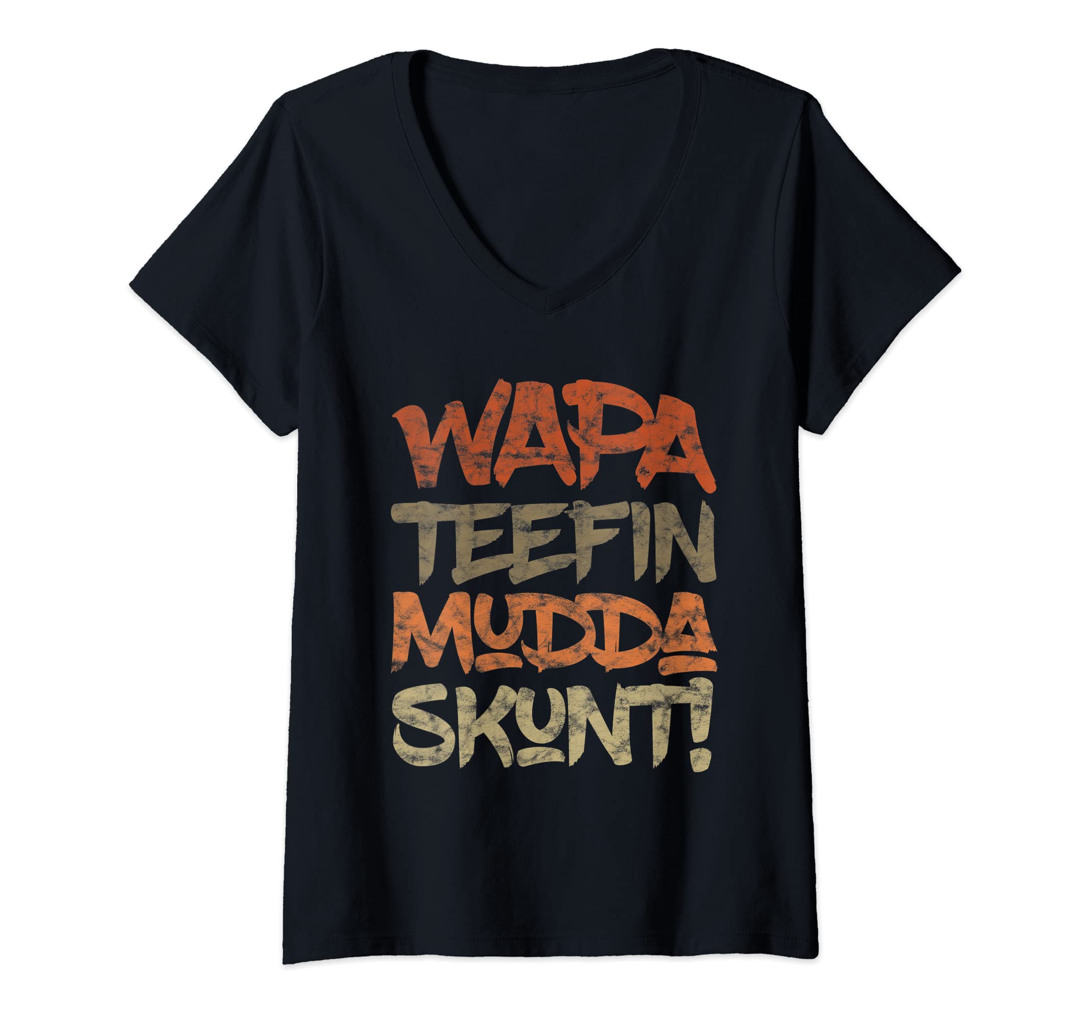 Womens WAPA TEEFIN Mudda Skunt Vintage Retro Grunge V-Neck T-Shirt