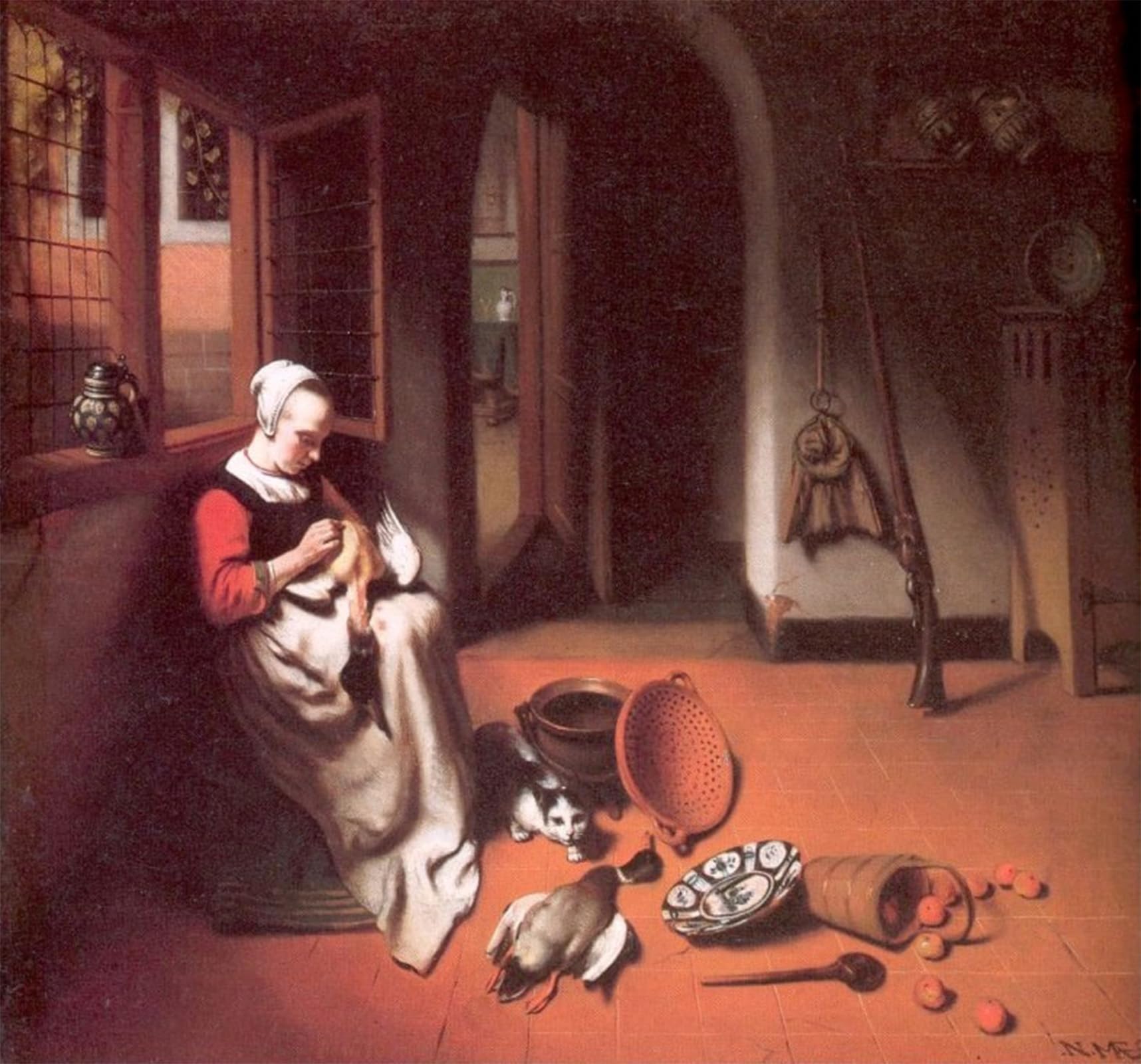POSTERIIk Famous Print Pop Art Wall Art Graffiti Woman Plucking a Duck Nicolaes Maes Art Prints for Home Decor 60x90cm