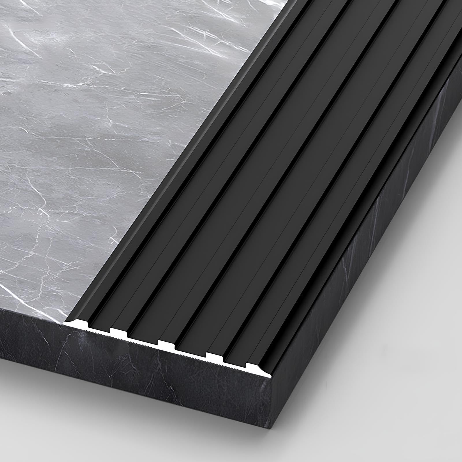 Perfil De Borde De Escalera Aluminio Espesor 2.8mm Tira De Umbral Antideslizantes Borde De Escalón Para Interior Y Exterior(Black,3x150cm)