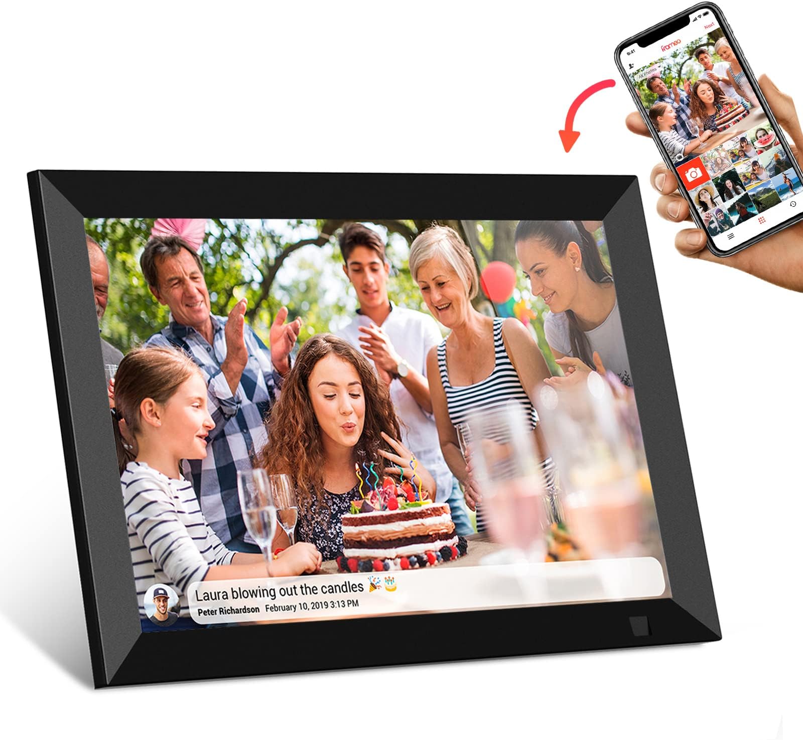 10.1 Zoll Digitaler Bilderrahmen WLAN - HD IPS Touchscreen Mit 32GB Speicher & Frameo App