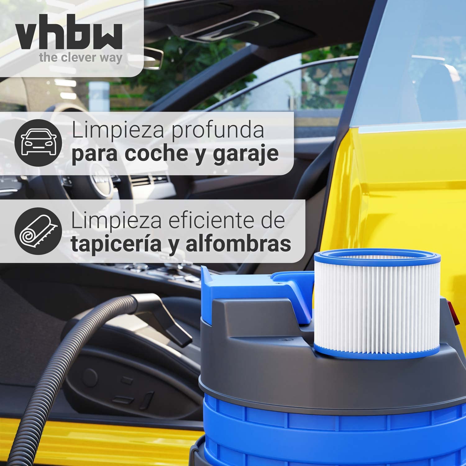 vhbw Filtro compatible con Makita VC2010L, VC2012L, VC2511, VC2512L, VC3011L, VC3012L, VC3511L, 441, 442, 446, P-70219 aspiradoras industrial- Cartuchos