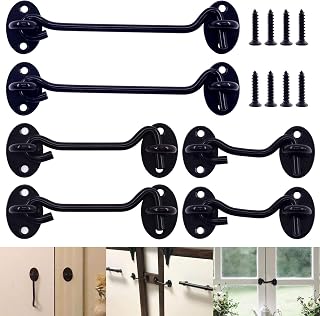Rustark 6 Pack Barn Door Latch Set 2'', 4'', 6'' Heavy Duty Coated Stainless Steel Solid Gate Latch Lock with Mounting Screws Cabin Hooks and Eye Latch for Window, Sliding Door, Bedroom