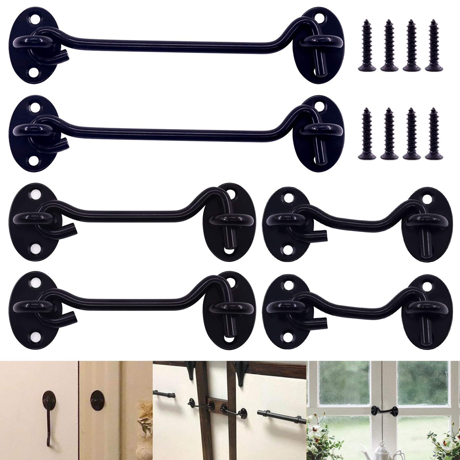 Rustark 6 Pack Barn Door Latch Set 2'', 4''
