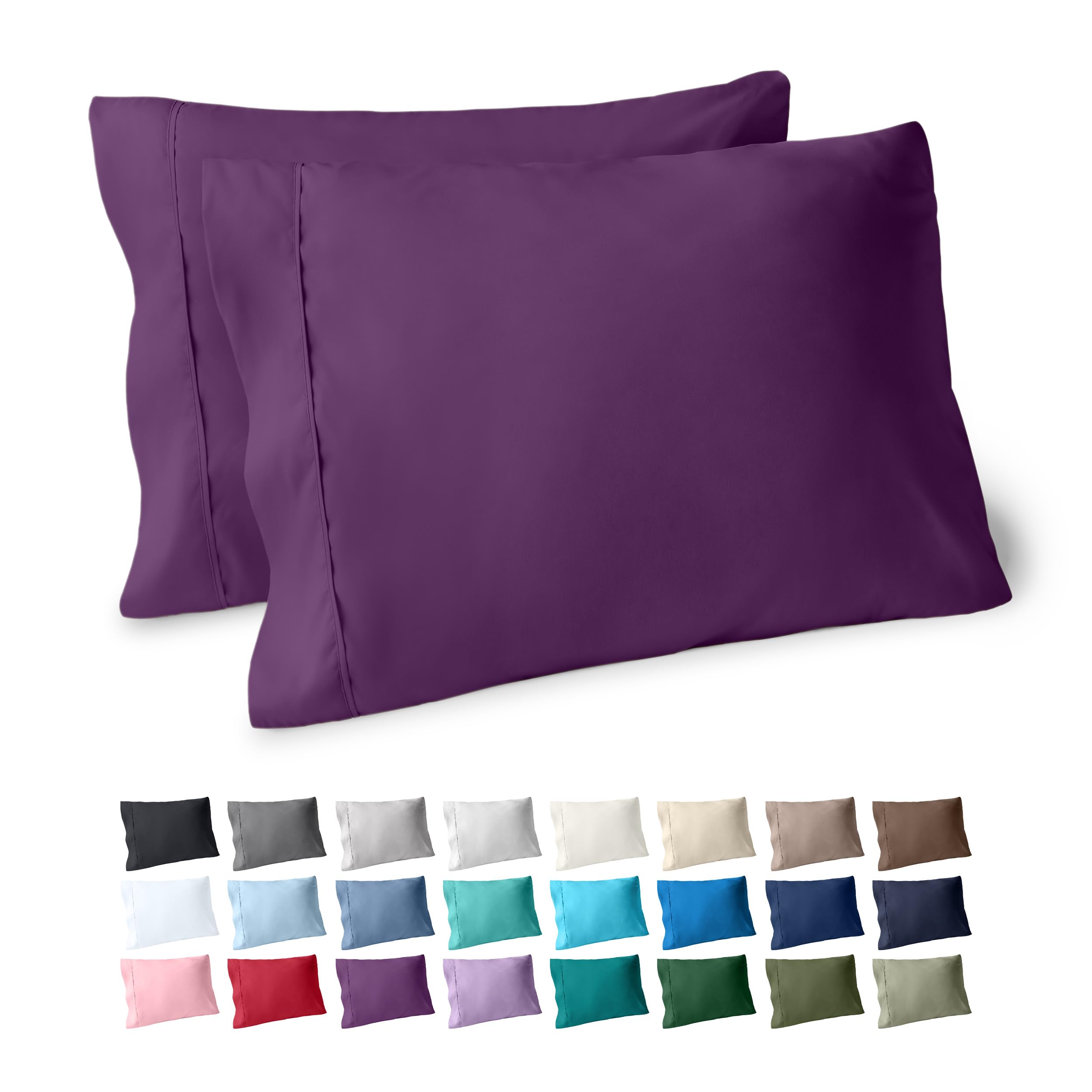 Bare Home Pillowcases Open End (Standard Set of 2, Plum)