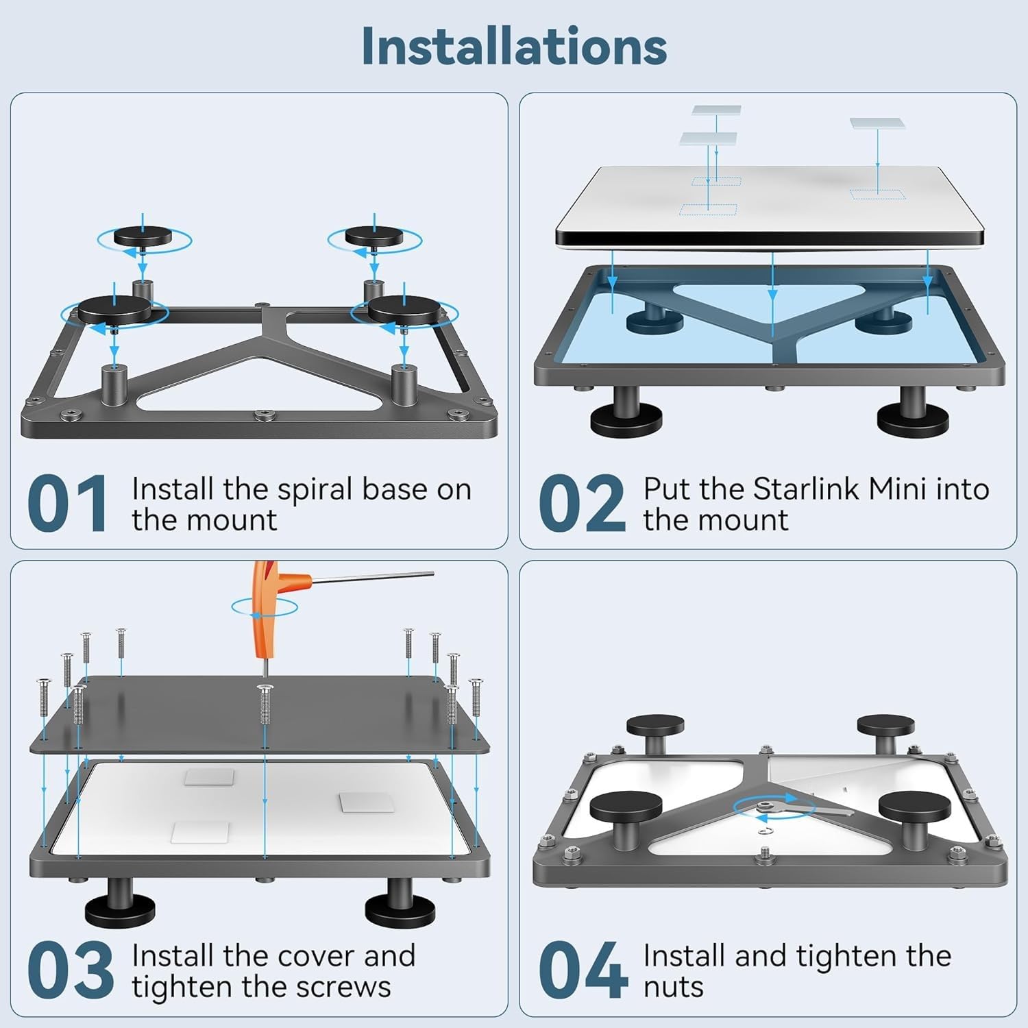 Supporto Magnetico Starlink Mini con Copertura Protettiva, Base Magnetica per Tetto Auto Camper Camion Barca, Accessori Starlink Mini per Esterno e Off-Grid (Grigio)