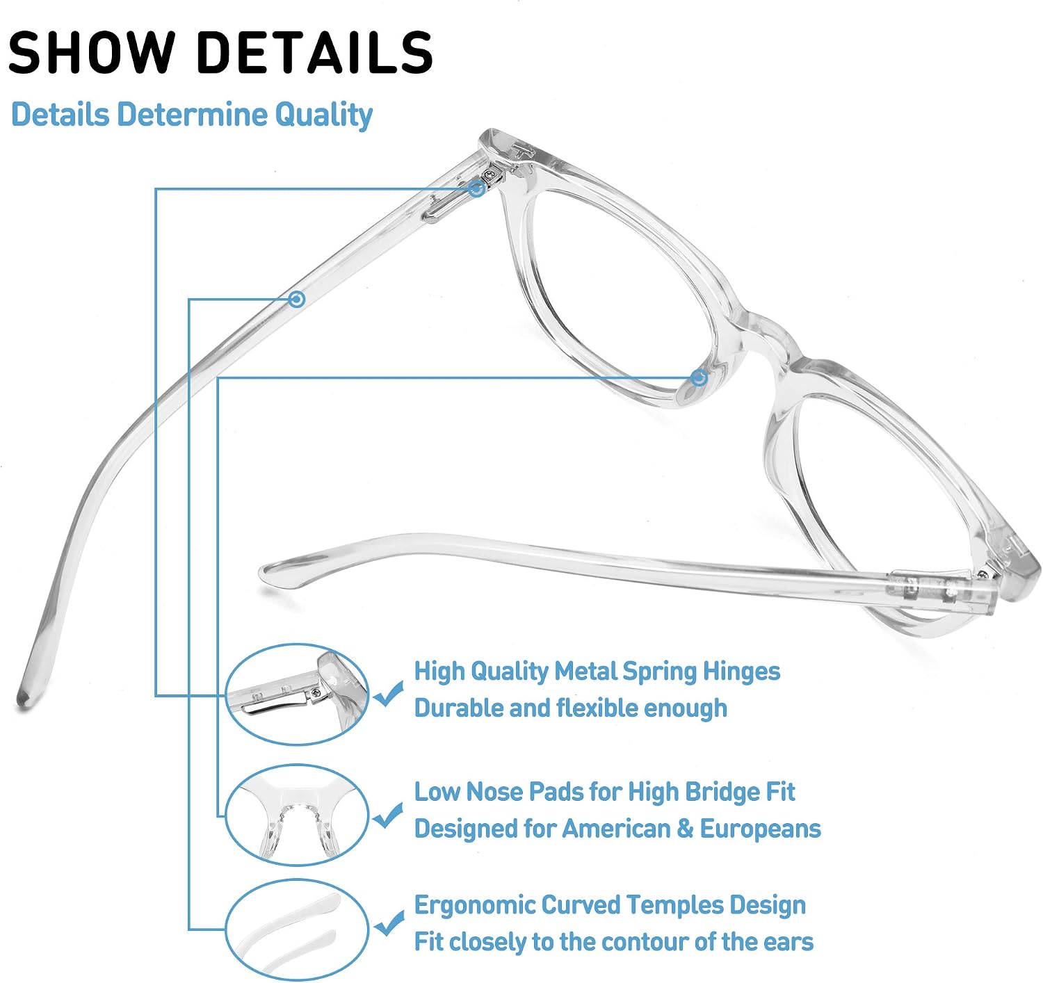 STORYCOAST Blue Light Blocking Glasses TR90 Lightweight Eyeglasses Frame Computer Game Glasses for Women Anti Eyestrain & UV Glare (C26 Clear Frame)