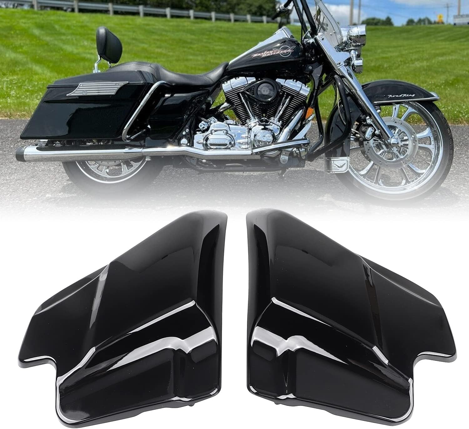 1 Pair Gloss Black ABS Plastic Side Covers Panel Fit For Harley Touring Electra Road Glide Road King Street Glide 1997-2007