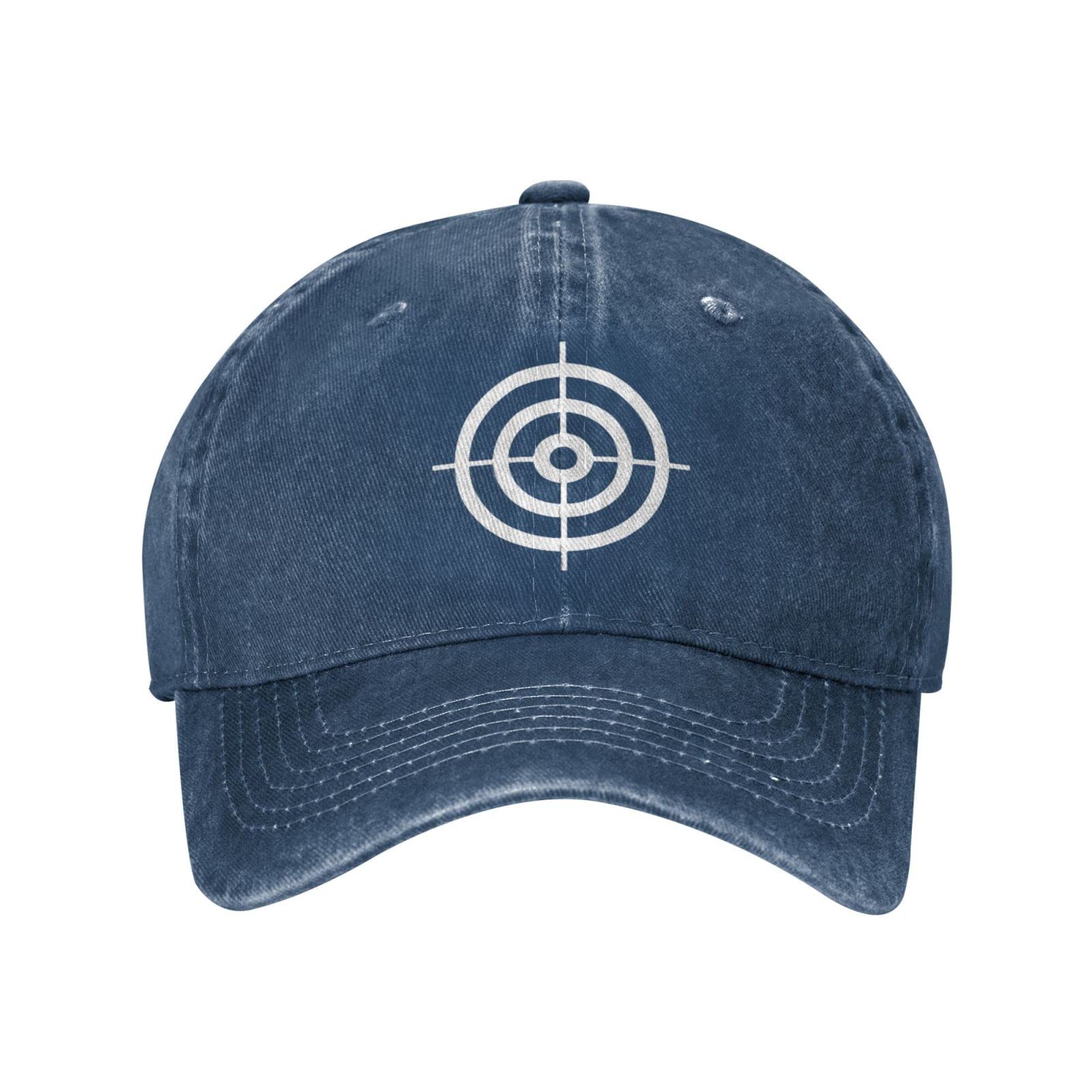 Lsjuee Bullseye Shooting Targets Rings Unisex Cowboy Hat Baseball Caps Adjustable Sports Golf Denim Casquette Cap Black