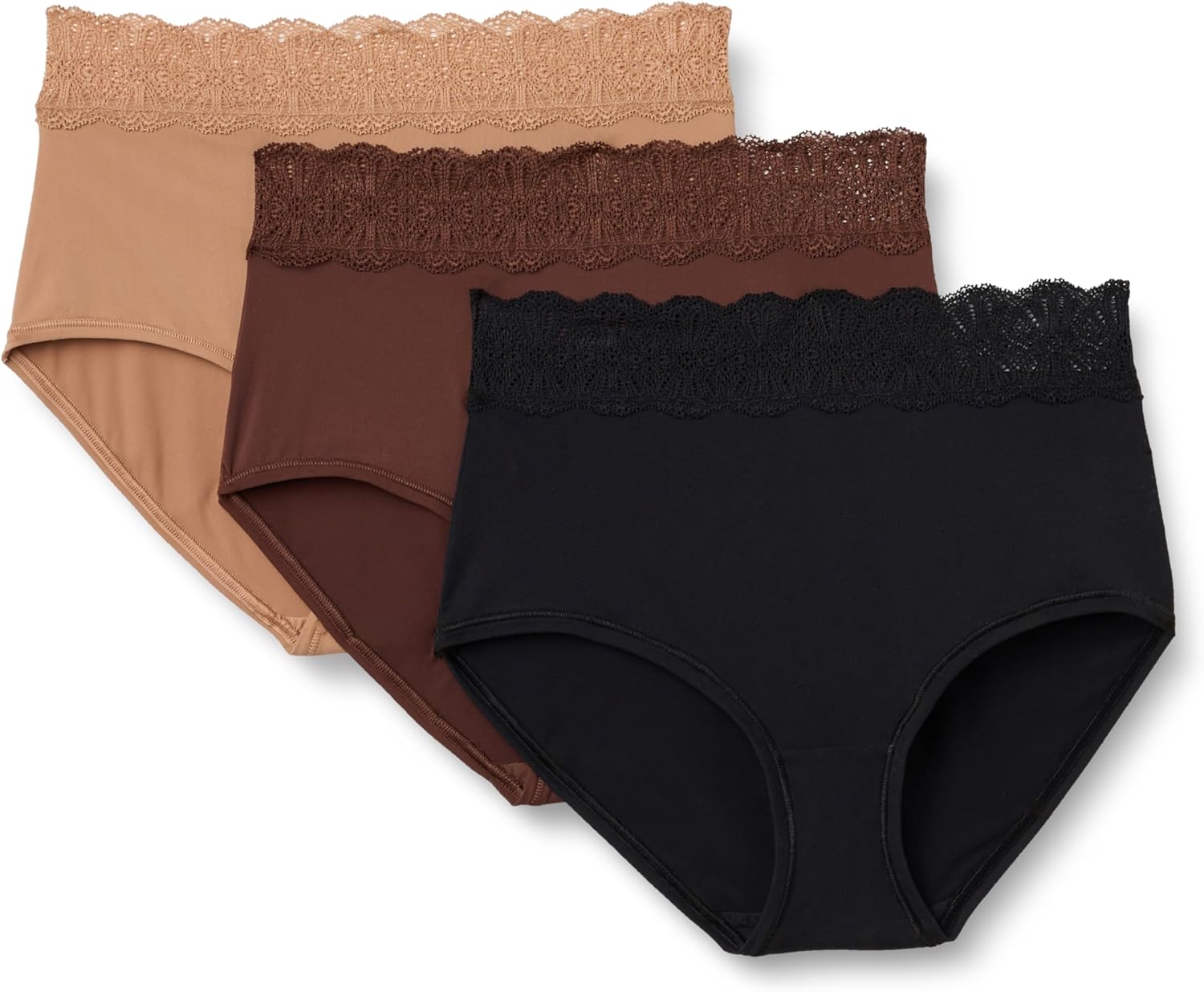 Amazon Essentials Womens Peached Microfiber with Lace Trim Full Brief Panty