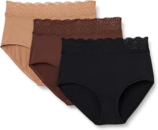 Amazon Essentials Women's Microfibre with Lace Trim Ladies Knickers, Bikini, Boyshort, Thong and Full Brief Styles, Pack of 6