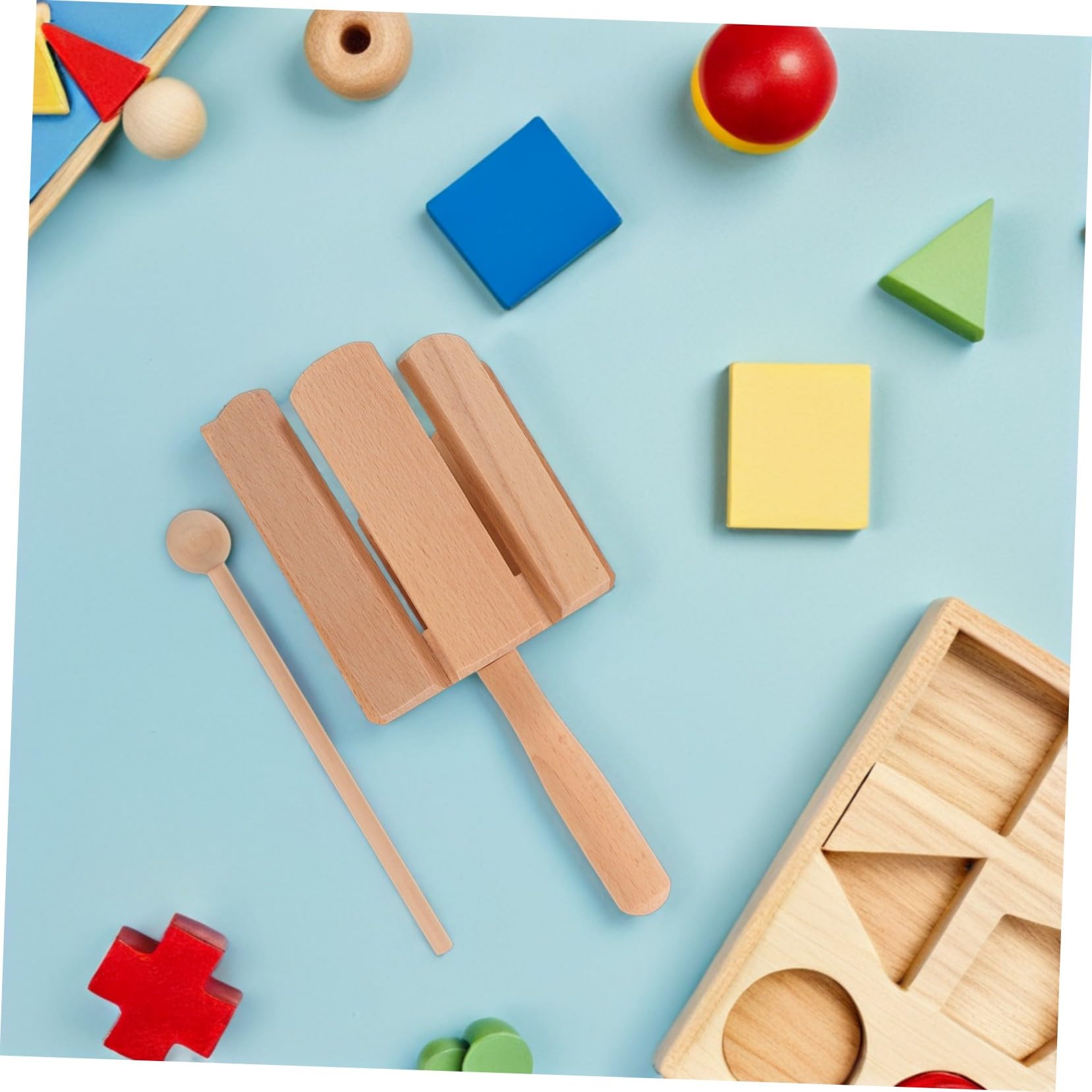 Instrumento de Percusión de Madera 8 Tonos 2 Piezas para Niños | Tono Multisonoro, Color Beige, para Educación Temprana y Actuaciones Profesionales