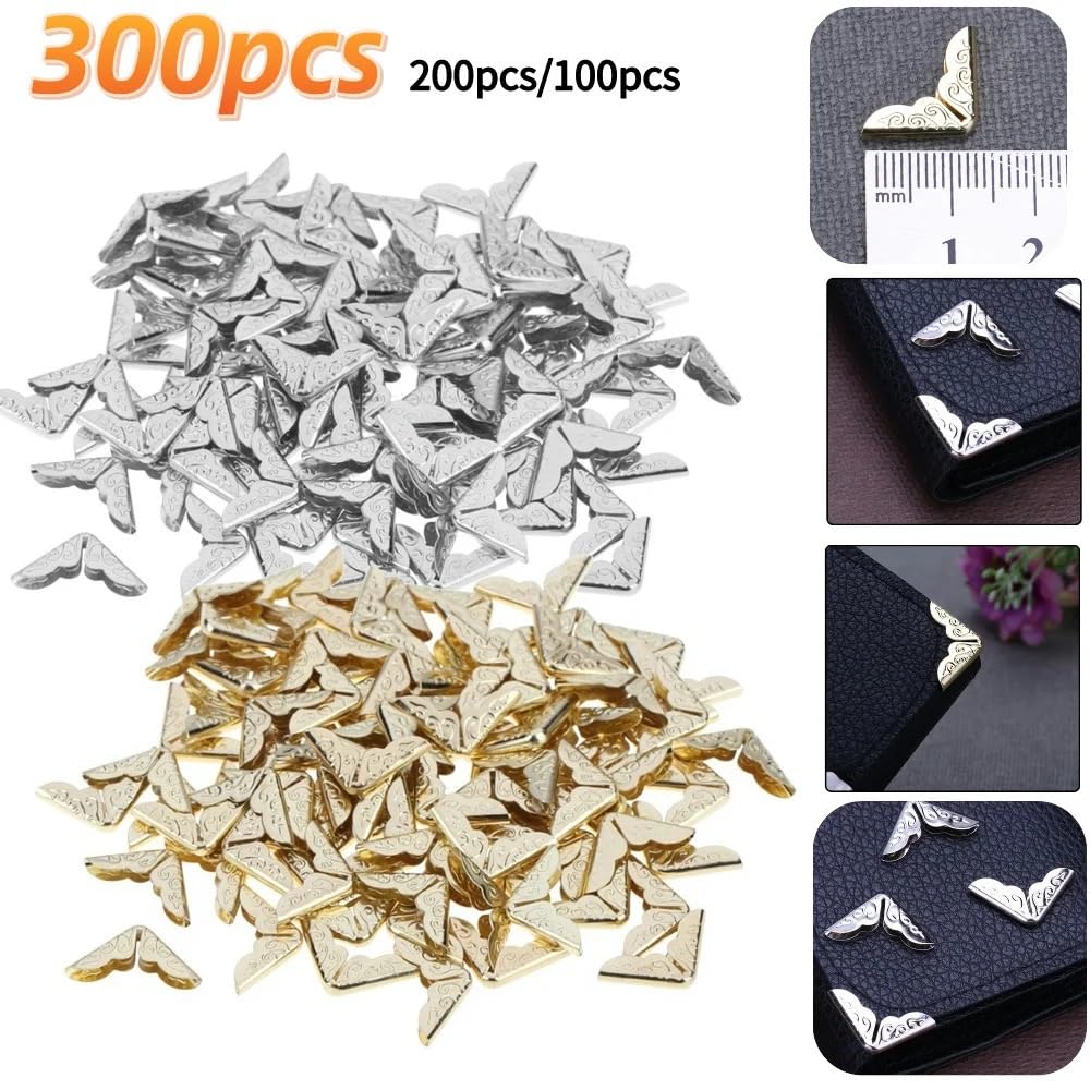 Narożniki do zdjęć w albumie, zabezpieczenia narożników książek Metalowe złoto i srebro 8 mm Opakowanie od 100 300 sztuk(Silver 300pcs)