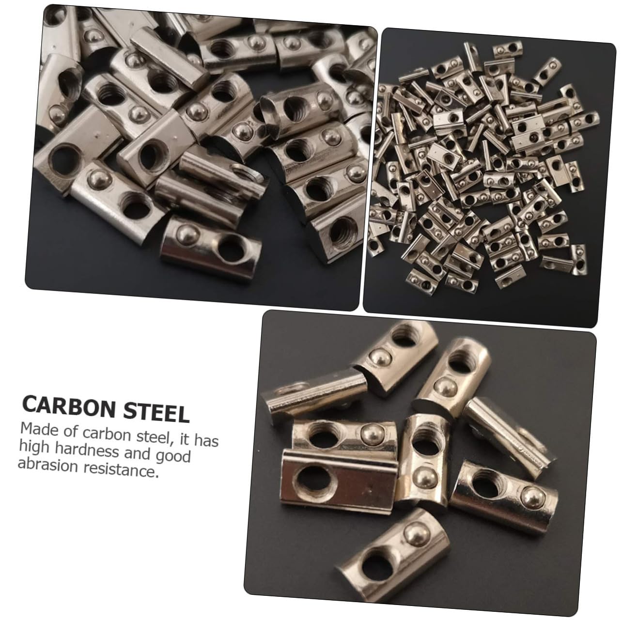100pcs Carbon Steel Nickel-Plated Spring Loaded T-Nuts with Roll Ball for Aluminum Extrusion Profiles, Elastic T-Slot Nuts Compatible with Slot Aluminum Rails, Industrial Fastener