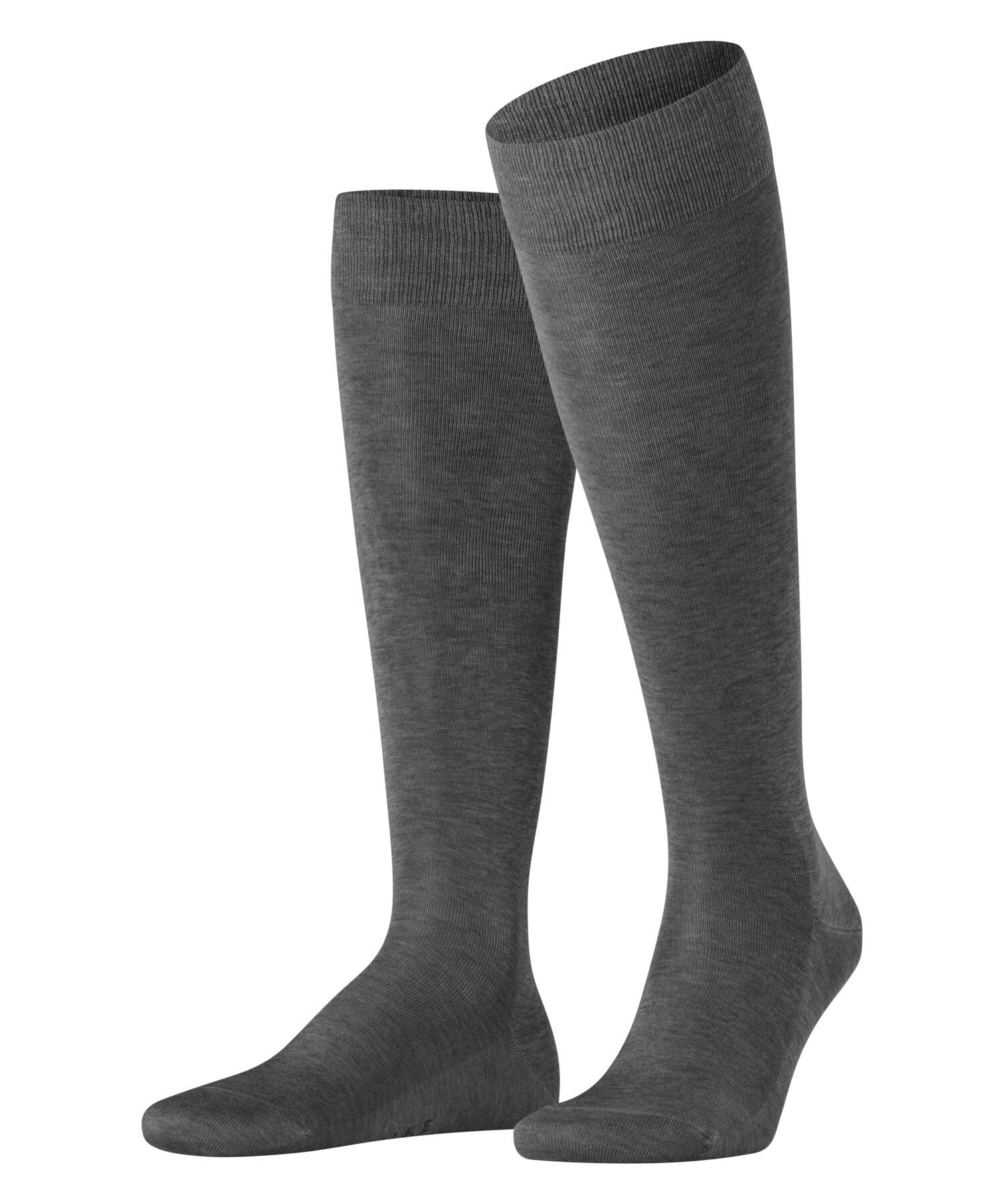 FALKE Men's Tiago M Kh Fil D'Écosse Cotton Long Plain 1 Pair Knee-High Socks, Grey Steel Melange 3165, 8.5-9.5