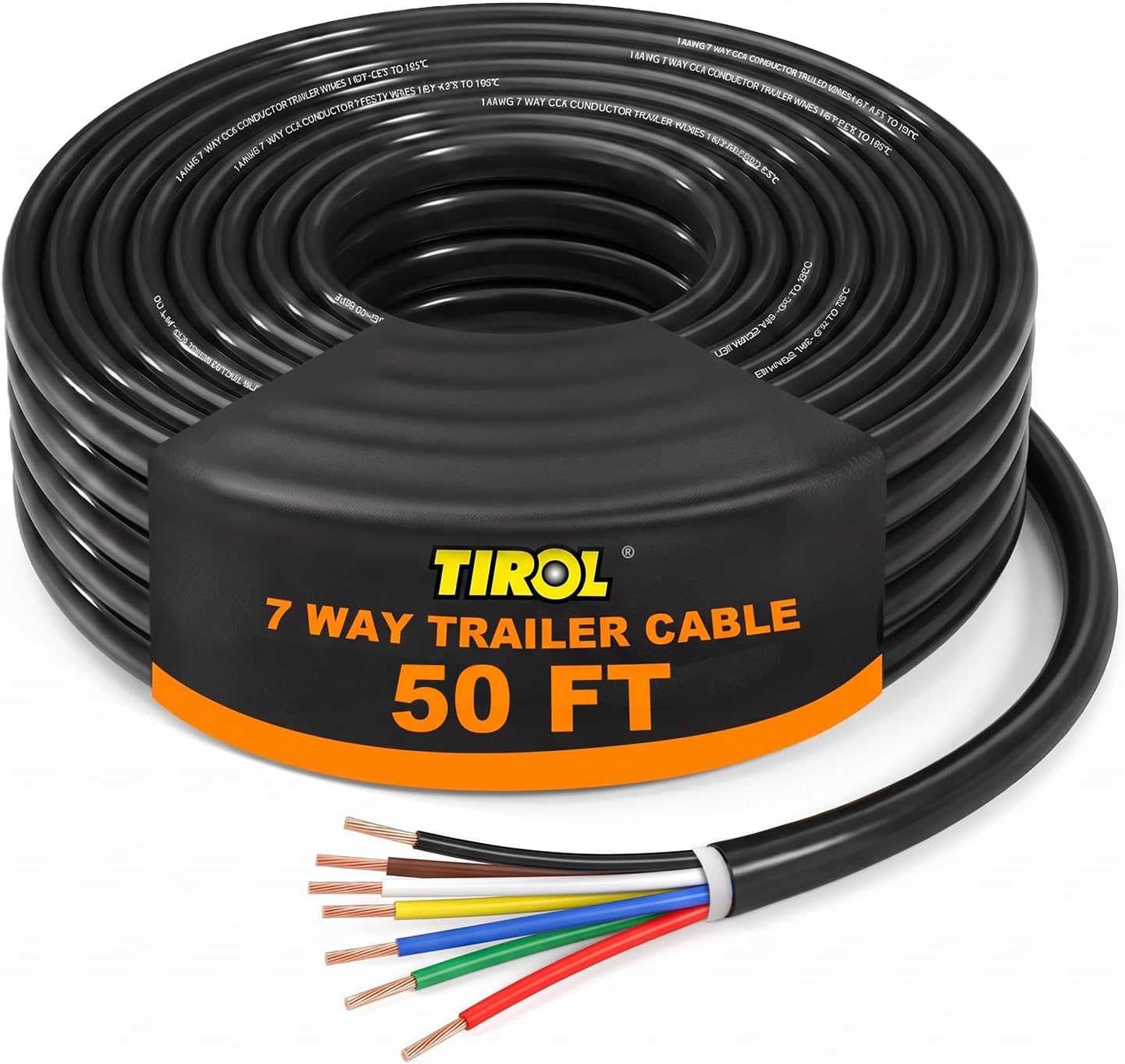 TIROL 50 ft 7-Way Trailer Wire 14 Gauge CCA