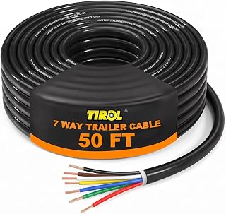 TIROL 50 FT 7 Way Trailer Wire 14 Gauge 7 Conductor 32% Copper CCA