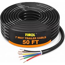 TIROL 50 FT 7 Way Trailer Wire 14 Gauge 7 Conductor 32% Copper CCA