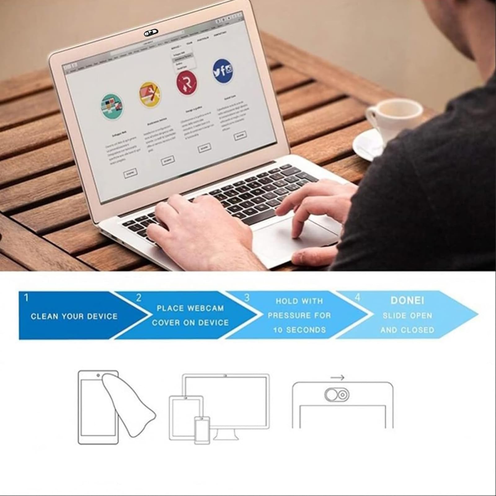 Dünne Webcam-Abdeckung, 3 Stück, Handy-Kamera-Abdeckung, Laptop-Kamera-Blocker, Schieber, starker Klebstoff, schützt die Privatsphäre, Sicherheit, kompatibel mit Tablets