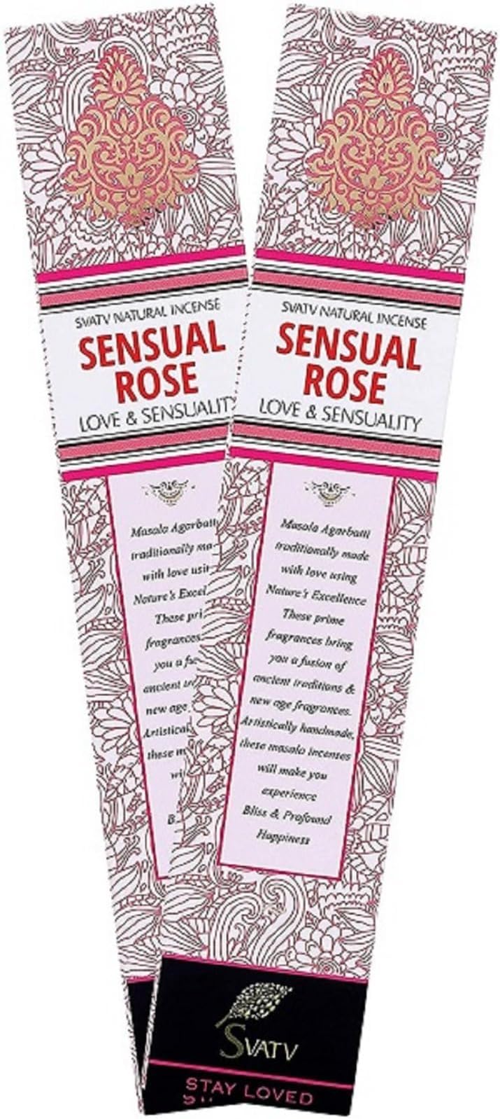 SVATV Herbal & Ancient Method Rose Incense Stick with pack of 2 Incense for Meditation, Yoga, Spiritual, Aromatherapy Energy Cleansing & Calm Down The Mind - 15g x 2 incense | 30g | 1.05oz