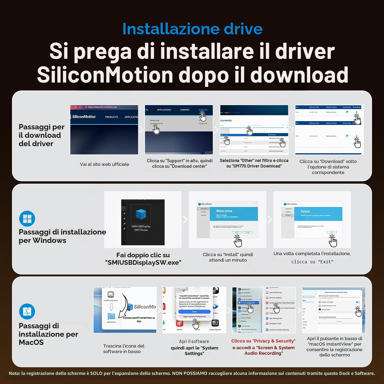 19-in-1 Triple Display Docking Station with Dual Stand, 3*HDMI, 2DP | Laptop Docking Station 3 Monitors con PD 100W, 10Gbps USB-C/A, Ethernet, per MacOS e Win (Driver Richiesto)