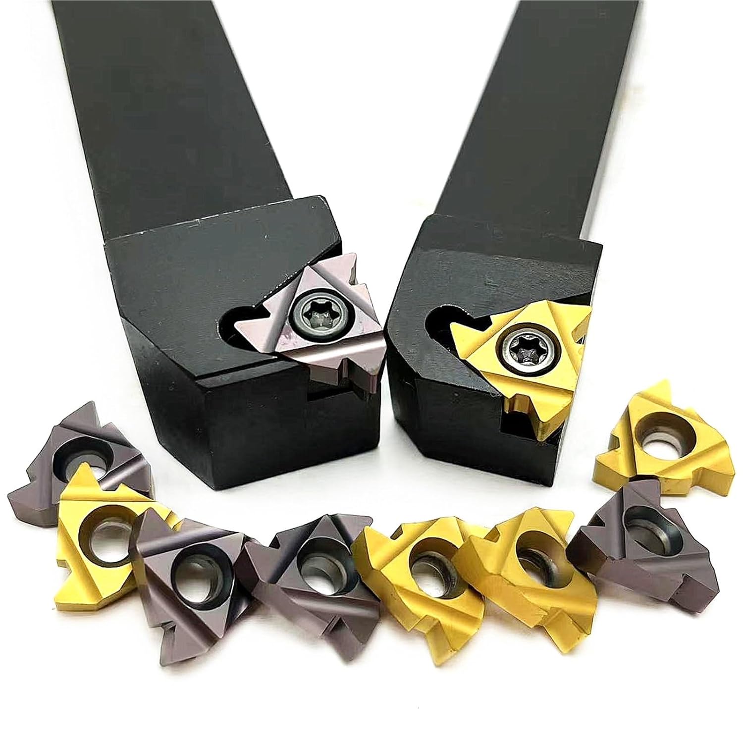 1pcs SER2020K22 SER2525M22 CNC Lathe Threading Turning Tool Set External Thread Turning Tool Holder + 10pcs MMT22ER AG60 Threading Indexable Turning Inserts(MMT22ER AG60 UE6020,SER2020K22)