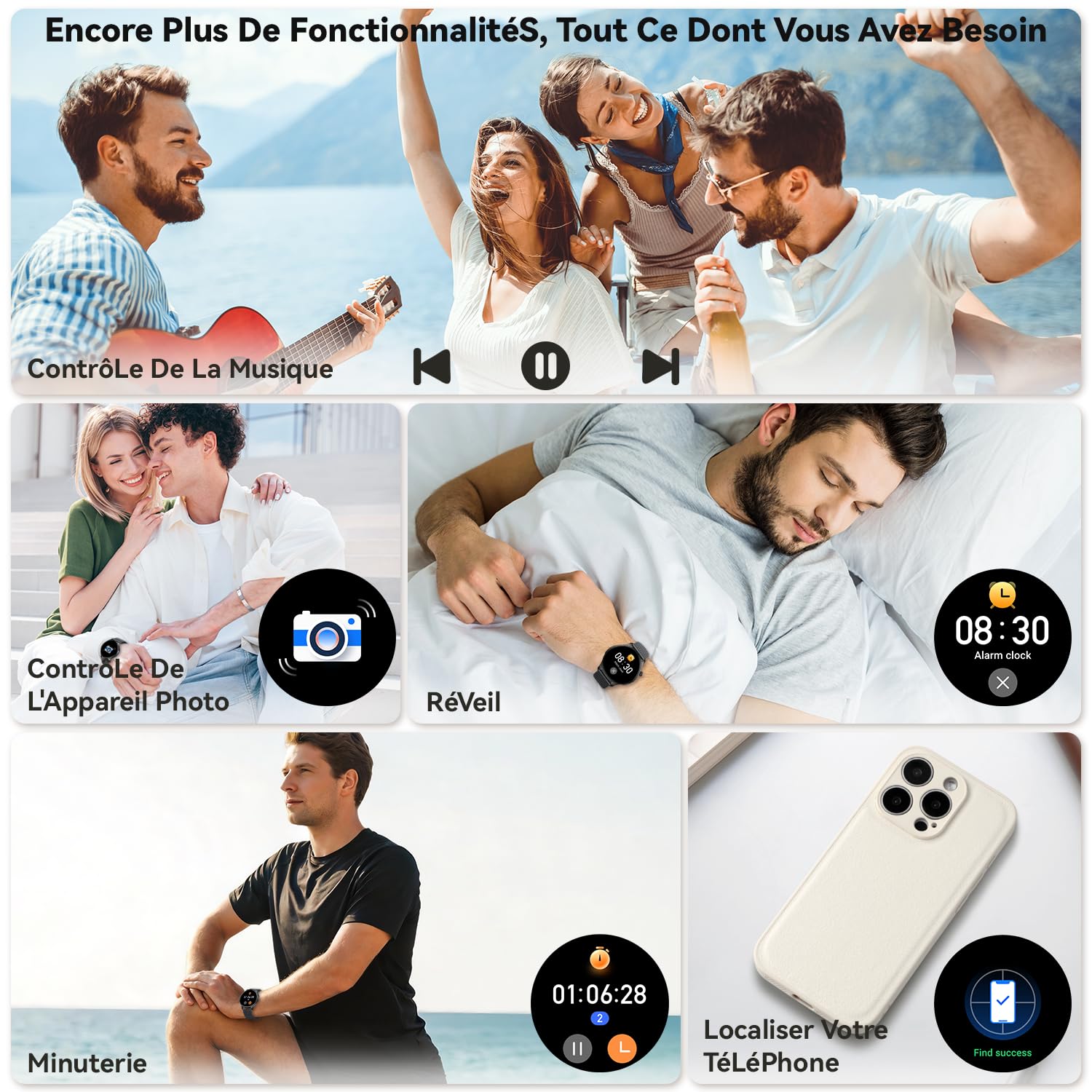 Montre Connectée Homme Femme Smartwatch: Etanche Fitness Smart Watch avec Appel Bluetooth Fréquence Cardiaque Spo2 Sommeil Moniteur 120+ Modes Sport Podomètre Montre Intelligente pour Android iOS