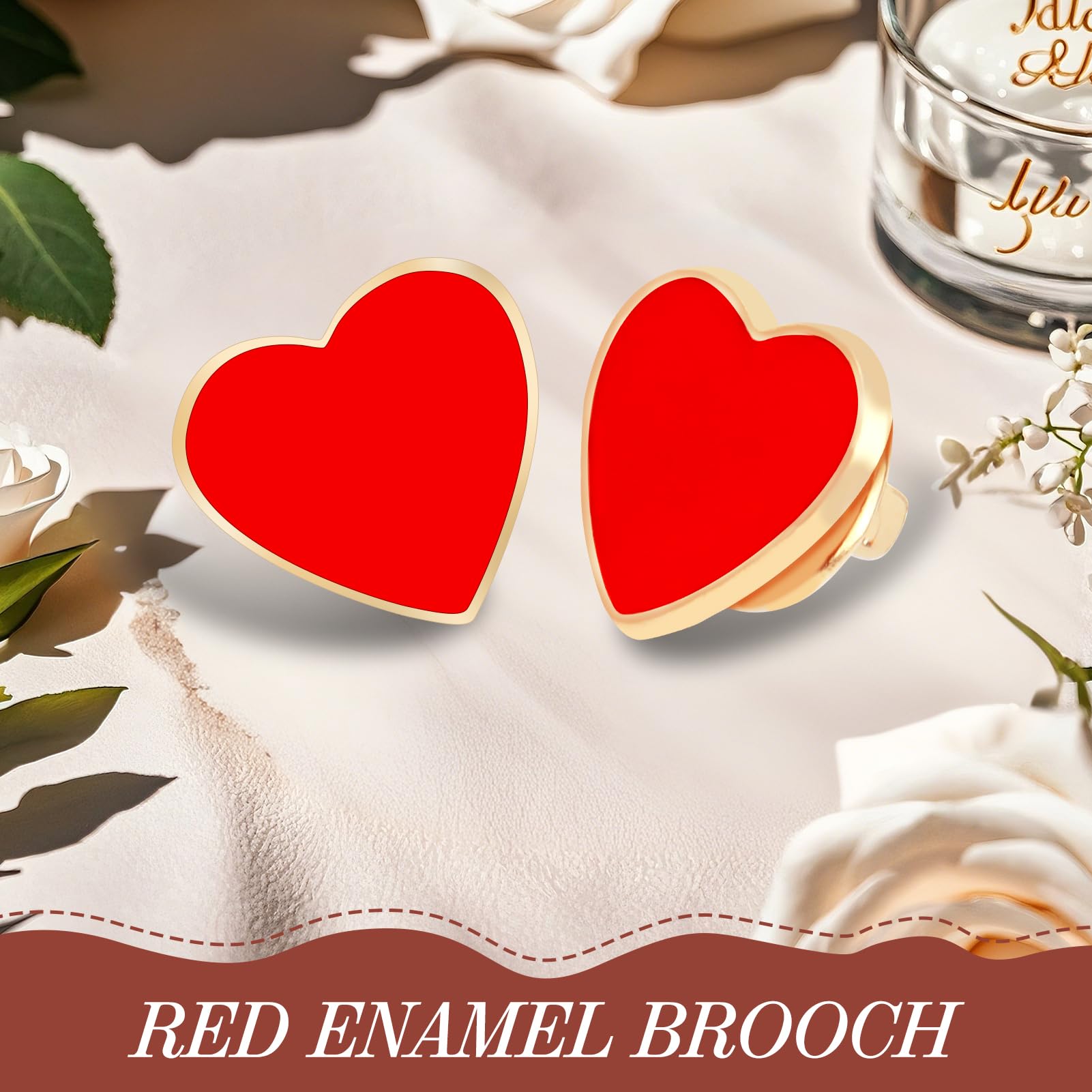 Broches Corazón Rojo Esmalte 12 Piezas Alfileres Ropa Bolsos Sombreros Accesorios Bodas San Valentín