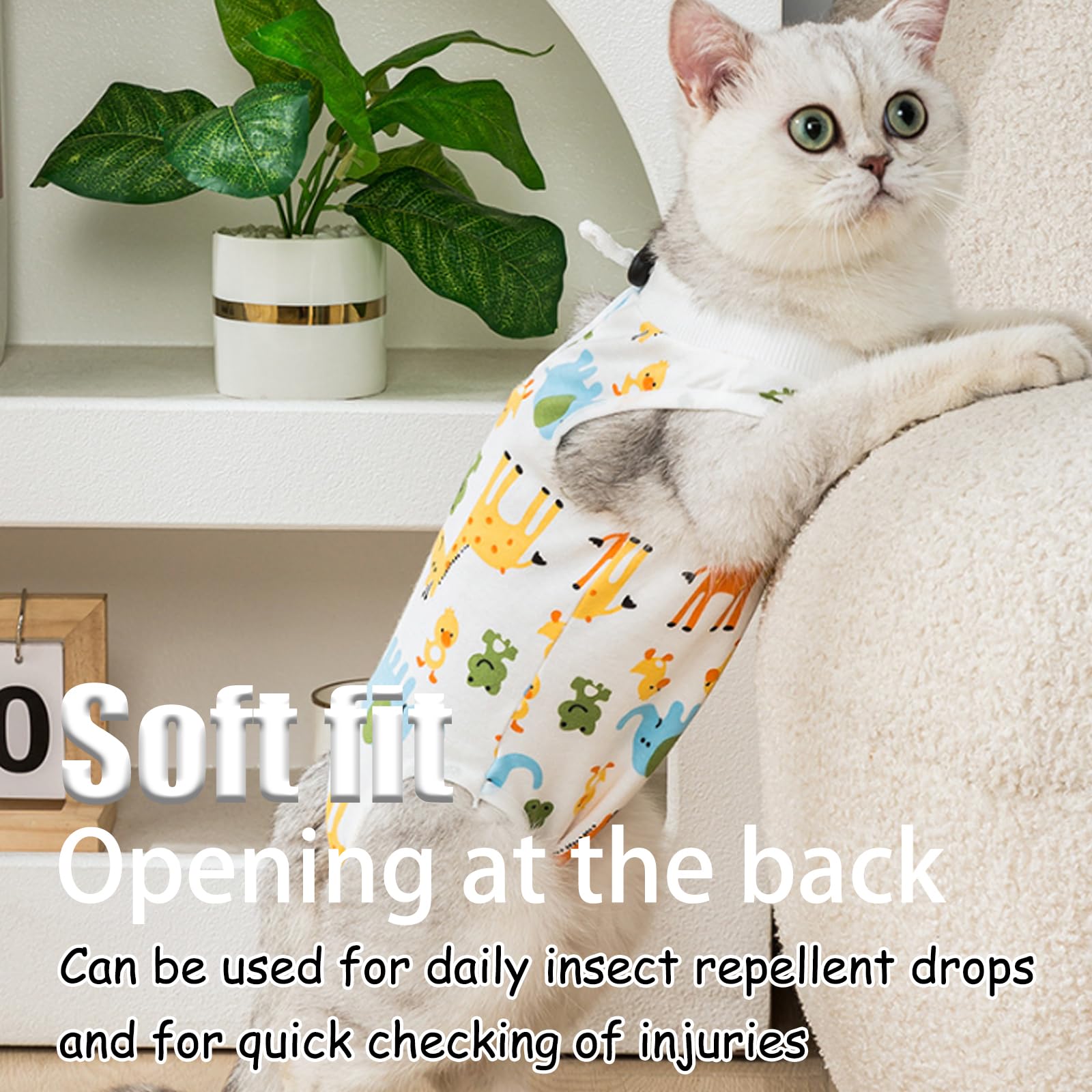 Lot de 2 combinaisons de convalescence pour chat après une chirurgie femelle, body de protection post-chirurgie pour chats, combinaison de récupération pour plaies abdominales femelles, taille M