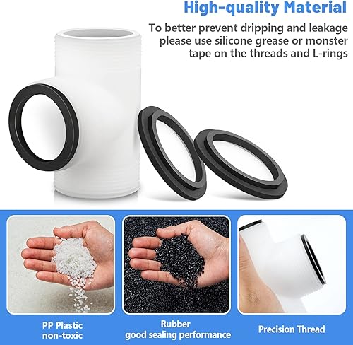 Miniatura 4 de Conector de junta en T de manguera de 1.5 pulgadas para piscina sobre el suelo Intex y Coleman, accesorio de manguera de 1.5 pulgadas + juntas de