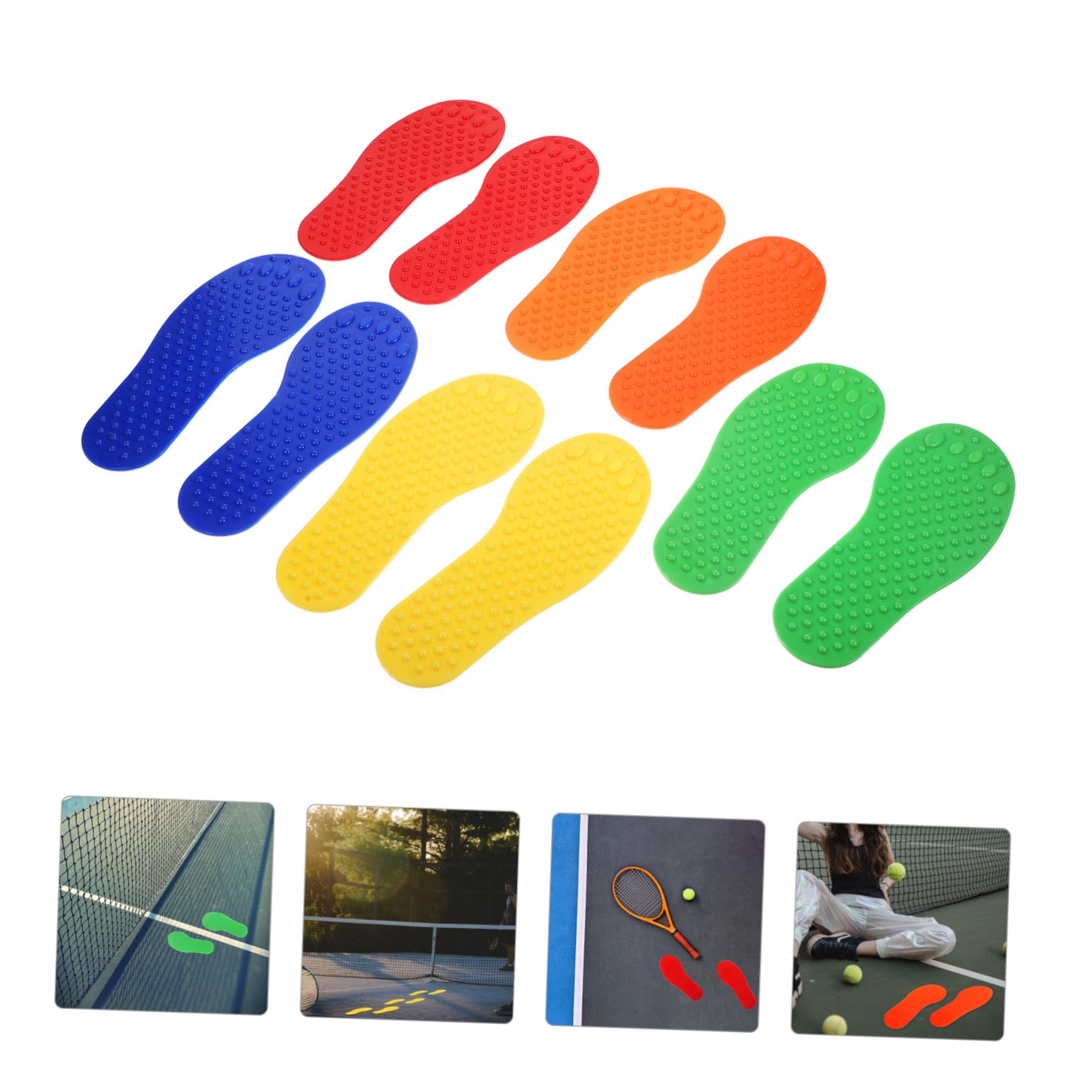 ABOOFAN Lot de 10 Marqueurs au Sol en PVC de Pied pour Terrains de Tennis, Faciles à Retirer et Solide, Adaptés à Divers Jeux et Entraînements Sportifs Style Aléatoire