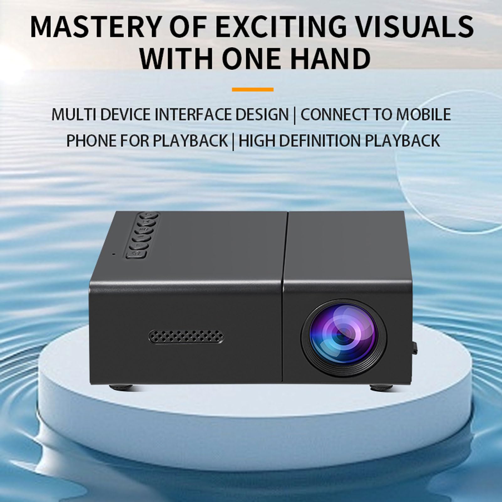 VBESTLIFE 1080p Proiettore di Film Portatili Full HD, Altoparlante Incorporato, Compatibile con Laptop per Stick Smartphone TV, per il Campeggio All'aperto di Home Theater