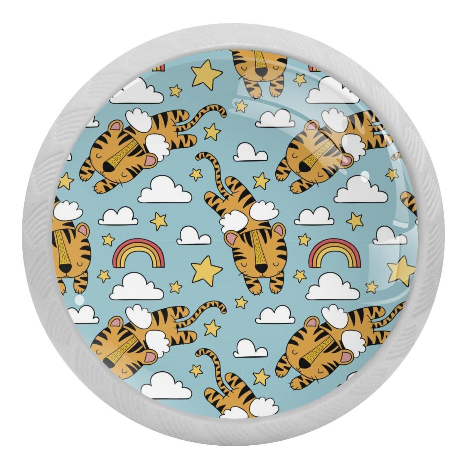 Poignée de tiroir de commode motif tigre : bouton de meuble fluorescent