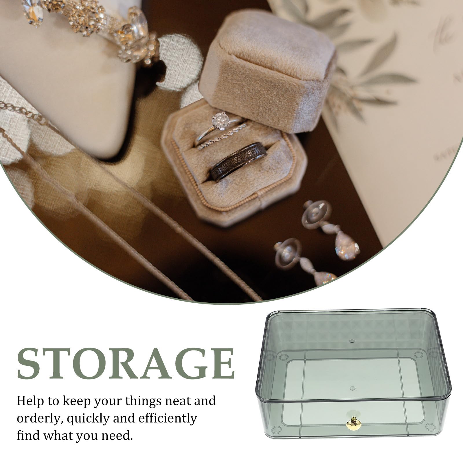 Organizer Trucchi da Cassetto, Box Verde in PET e ABS per Toletta