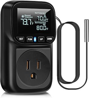 Diymore Digital Temperature Controller Outlet,1800W Plug in Thermostat,Heating Cooling Mode,120V Incubator Room Thermometer Gauge Reptile Thermostat Greenhouse Thermometer for House Pool Thermometer