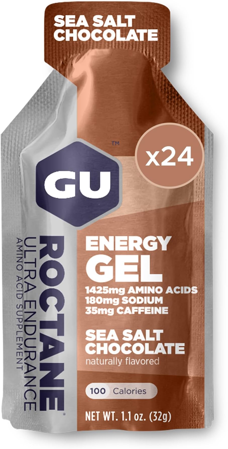 Roctane Ultra Endurance Energy Gel, 24-Count (Sea Salt Chocolate, 24-COUNT)