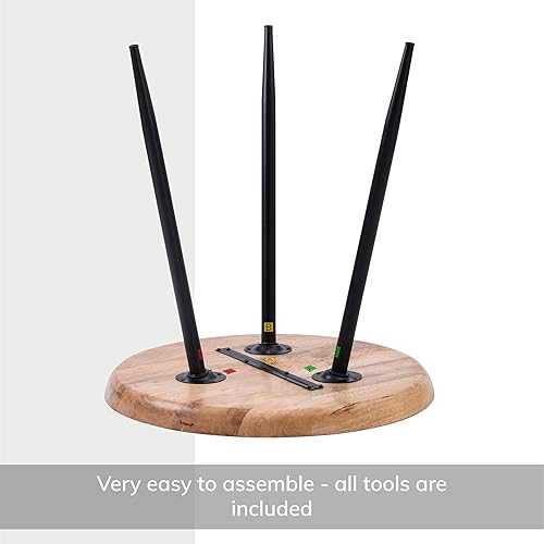 Miniatura 13 de MH London Mesa auxiliar moderna, mesa auxiliar Dilan de tres pines. Mesita de noche pequeña hecha a mano de diseño exclusivo. Mesa auxiliar redonda