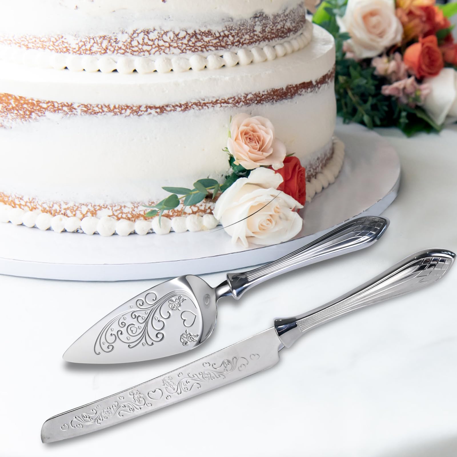Wedding Cake Cutting Set - Elegant Knife & Server -3