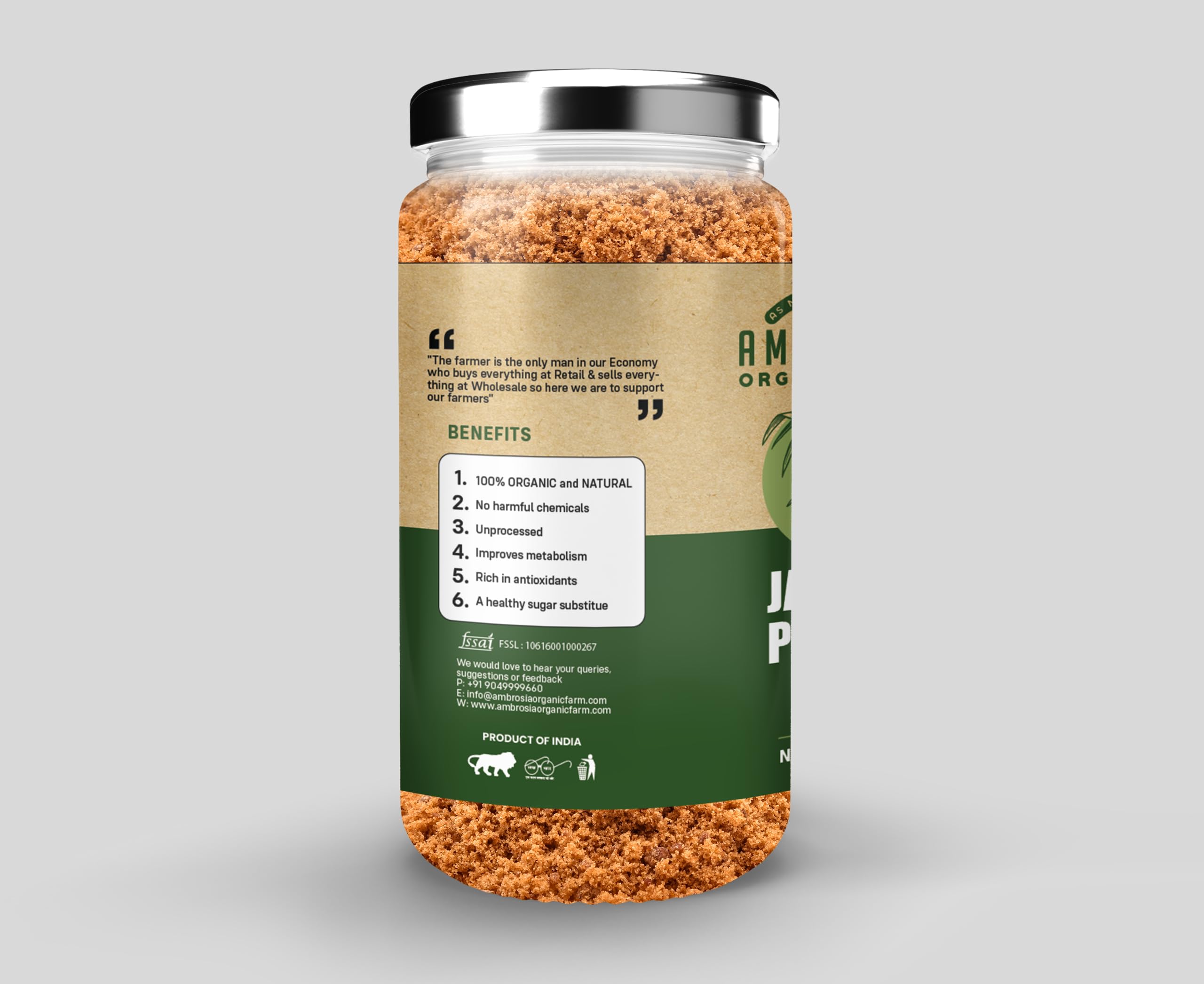 Ambrosia Organic Farm Jaggery Powder: Embrace Pure Sweetness and Enhanced Wellbeing -Gud Everyday Use Natural, Nutrient-rich, and the Ultimate Healthy Choice| Must Have Grocery Item. 350g (Pack of 2) 3