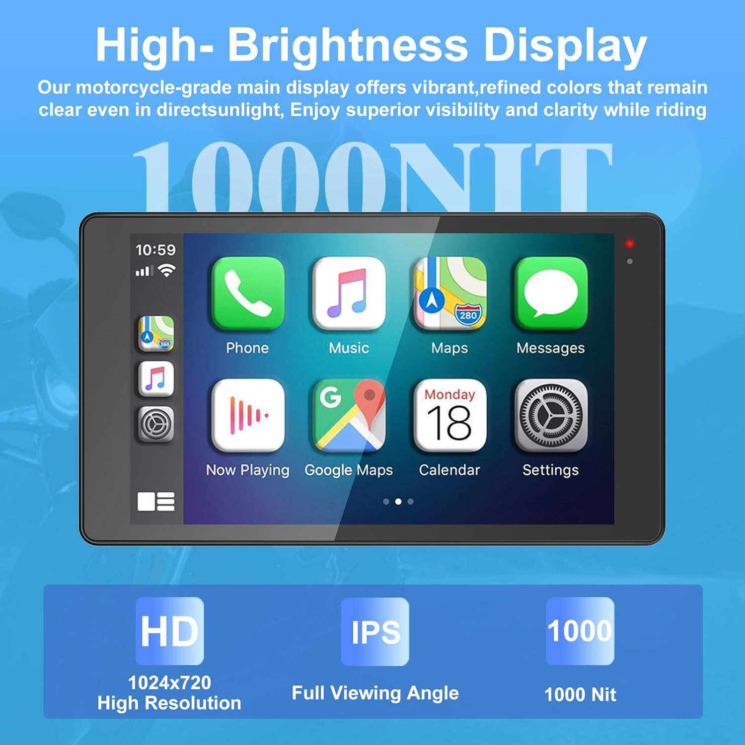 2026 YZW 6.5 Inch for BMW Waterproof Motorcycle CarPlay with GPS Navigation, Wireless Bluetooth, HD Touch Screen, Lossless Installation/TPMS/Plug&Play, Light Sensor
