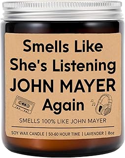 Smells Like She's Listening John-Mayer Again Candle - Funny Singer Candle - Pop Rock Candle - Music Lovers Gifts for Birthday- Christmas- Holiday - Gifts Idea for Fans - Lavender Scented Candle, 8oz