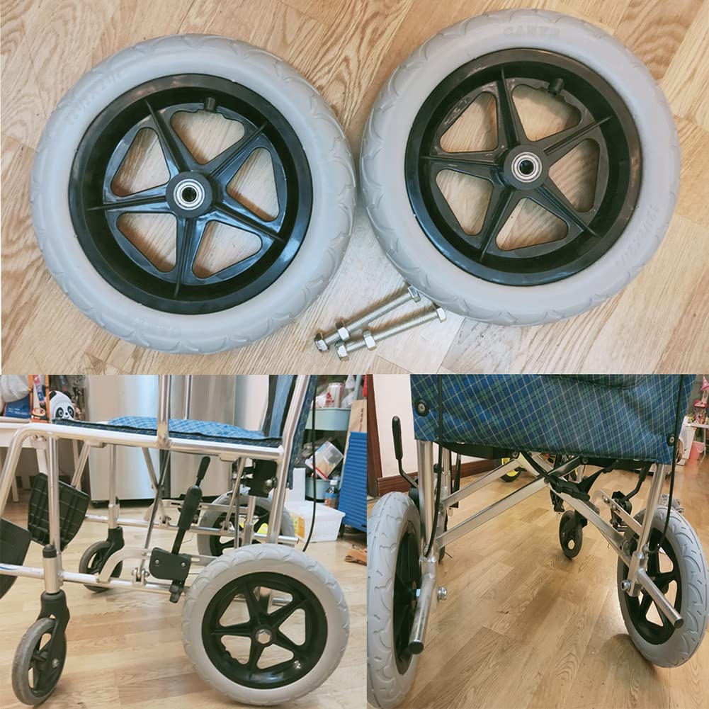 Akcesoria do wózka inwalidzkiego 30 cm, tylne koło, część zamienna do ręcznego wózka inwalidzkiego, solidne tylne koło, szare, 2 sztuki