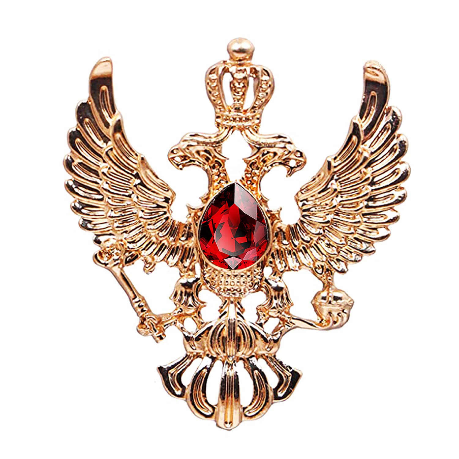 Aarohi Jewells Vintage Double-headed Gold Plated Red Crystal Eagle Retro Wings Crown Suit Brooch Pin for Men & Boys ABROWH10-007-image-42
