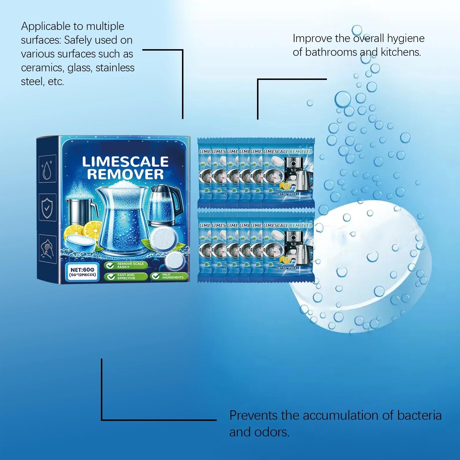 pastiglie detergenti per lavatrice Compresse effervescenti for la pulizia delle squame(3 Boxes)