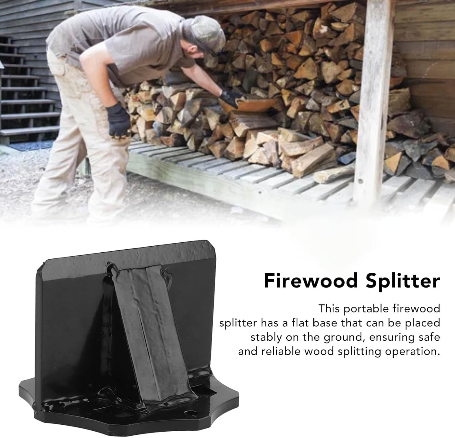 Firewood Splitter Portable Kindling Splitter Log Wood Splitting Opening Tool for Home Outdoor Camping