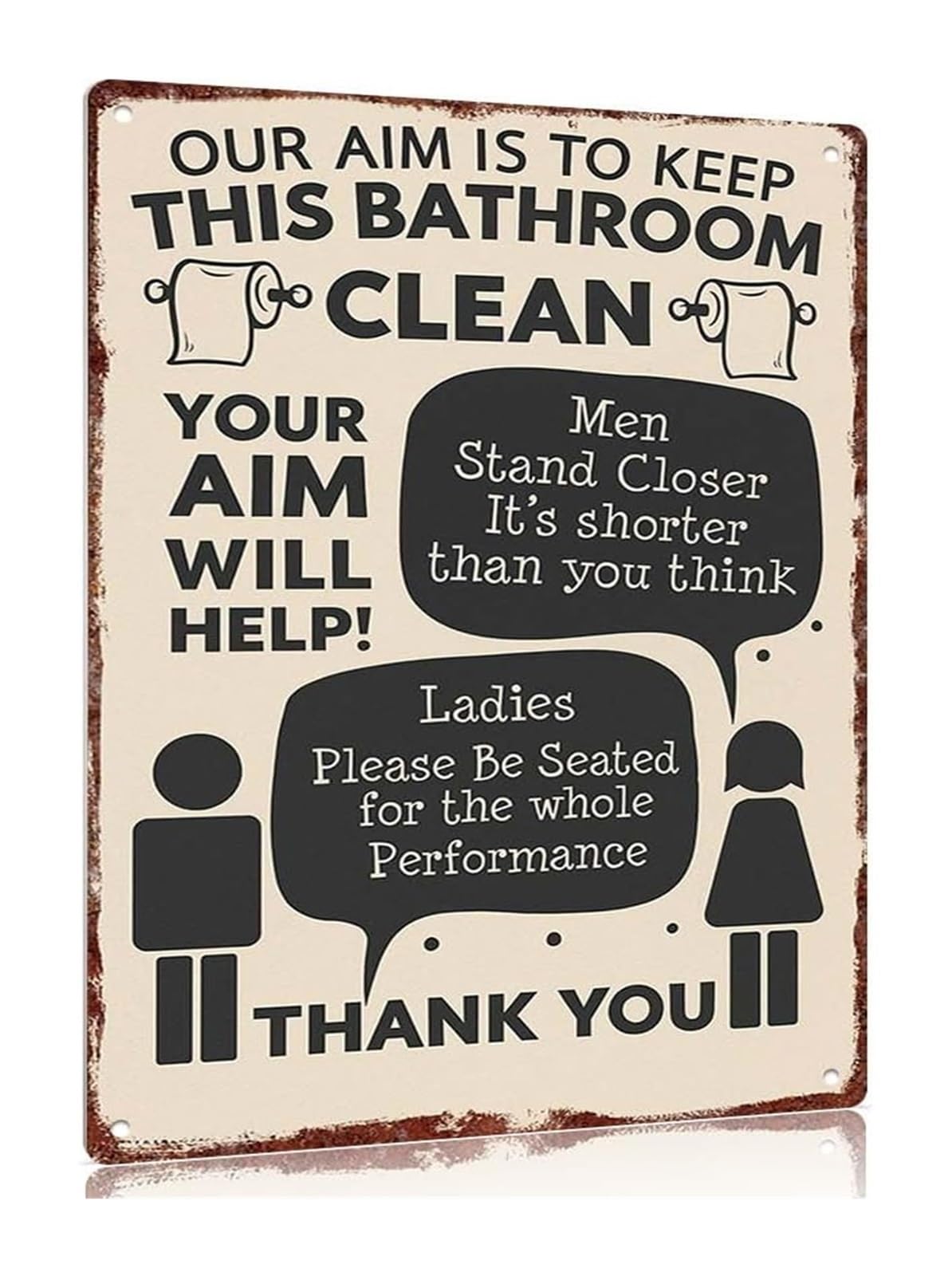 NWPNLXEA Vintage Bathroom Sign Keep This Bathroom Clean Aluminum Metal Sign for Restroom Washroom Rules Decor (8 X 12 in)