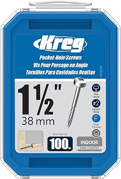 Kreg Zinc Pocket-Hole Screws - SPS-F150-100 - 1-1/2-Inch - Fine Thread - Pan Head - Indoor - 100 Count