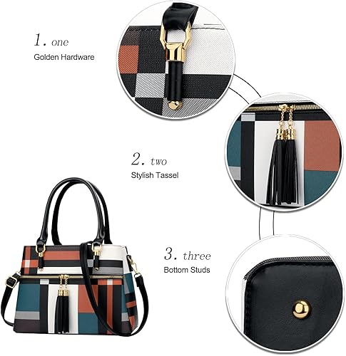 Miniatura 3 de KKXIU Bolsos tipo satchel para mujer con asa, bolsos de hombro y carteras con bolsillos y cremallera, bolsos cruzados de cuero