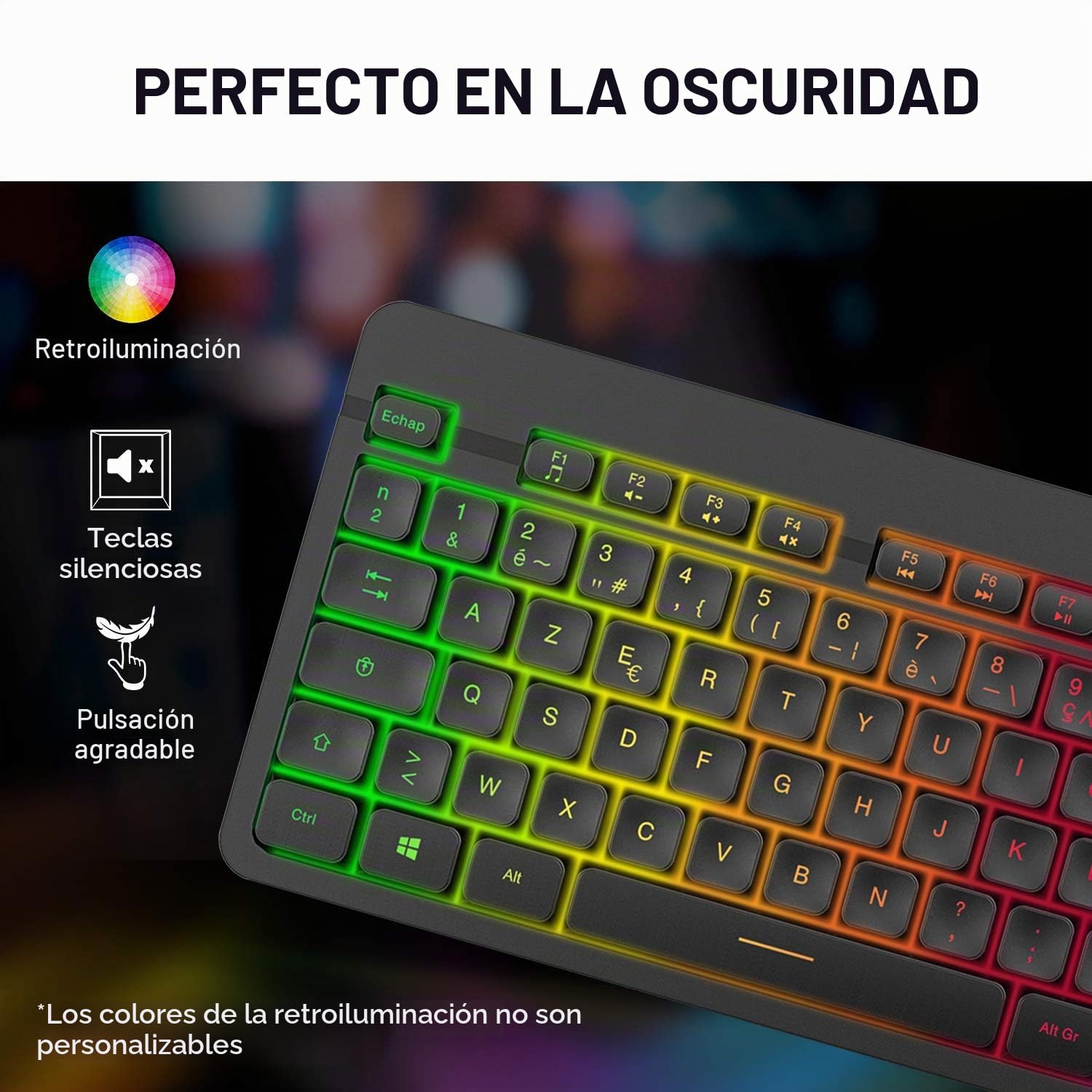 KLIM™ Light V2 Teclado Inalámbrico Gaming FR + Teclado Gaming Ligero, Duradero, Ergonómico, Silencioso + Batería de Larga duración + Teclado Gamer PC Mac PS4 Xbox One+ Nuevo Versión + Negro