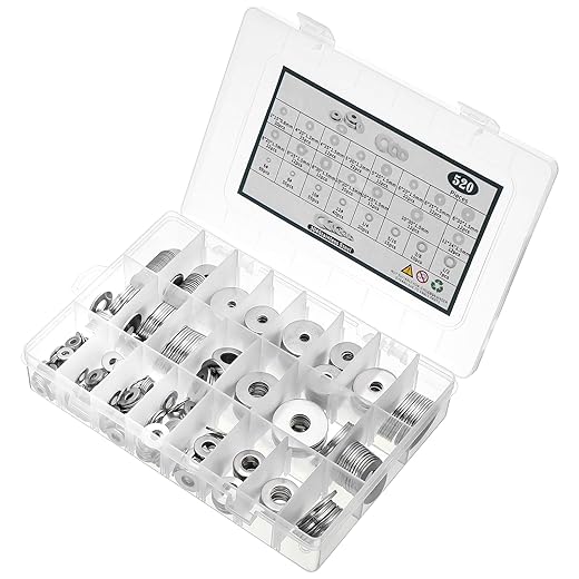 520 Pcs Fender Washers Assortment Kit, 23 Sizes SAE + Metric Flat Washers, 304 Stainless Steel Washers for Screws and Bolts (M3 M4 M5 M6 M8 M10 M12 6# 8# 10# 1/4 5/16 3/8 1/2)